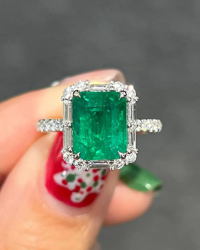 Anello aureola smeraldo - , verde